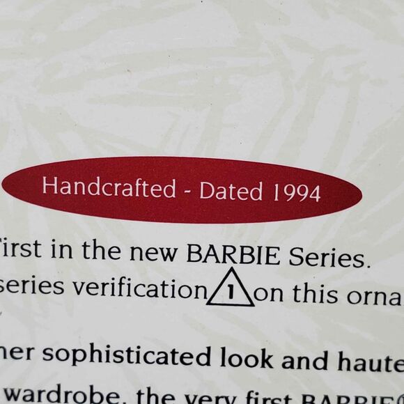 Hallmark Keepsake Ornament Barbie Series #1 1959 Debut 1994 NEW - Picture 7 of 10